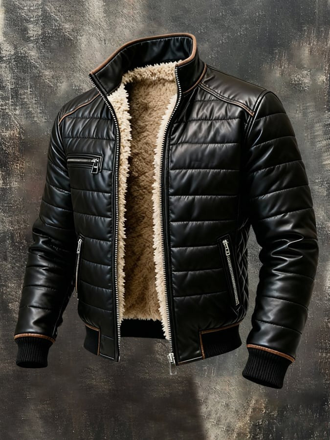Veste matelassée noire Danoir Paris avec doublure sherpa, style chaud et élégant, vue de face sur fond neutre.