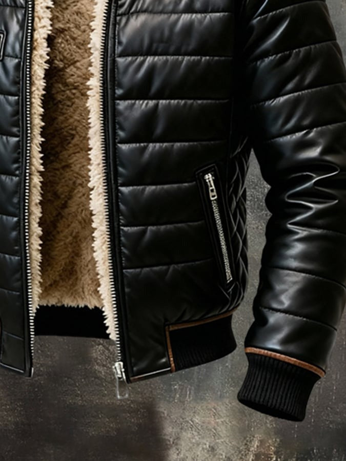 Veste matelassée noire Danoir Paris avec doublure sherpa, style chaud et confortable pour l'hiver.