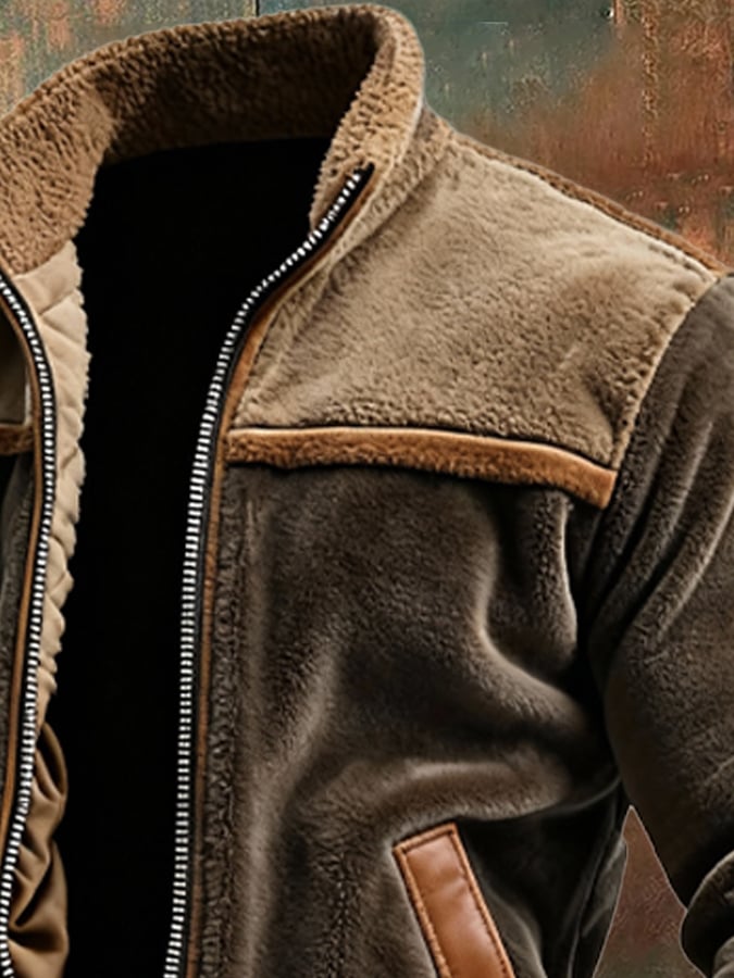 Veste chaude Danoir Paris en velours et cuir doublée polaire, style élégant et confortable pour l'hiver.