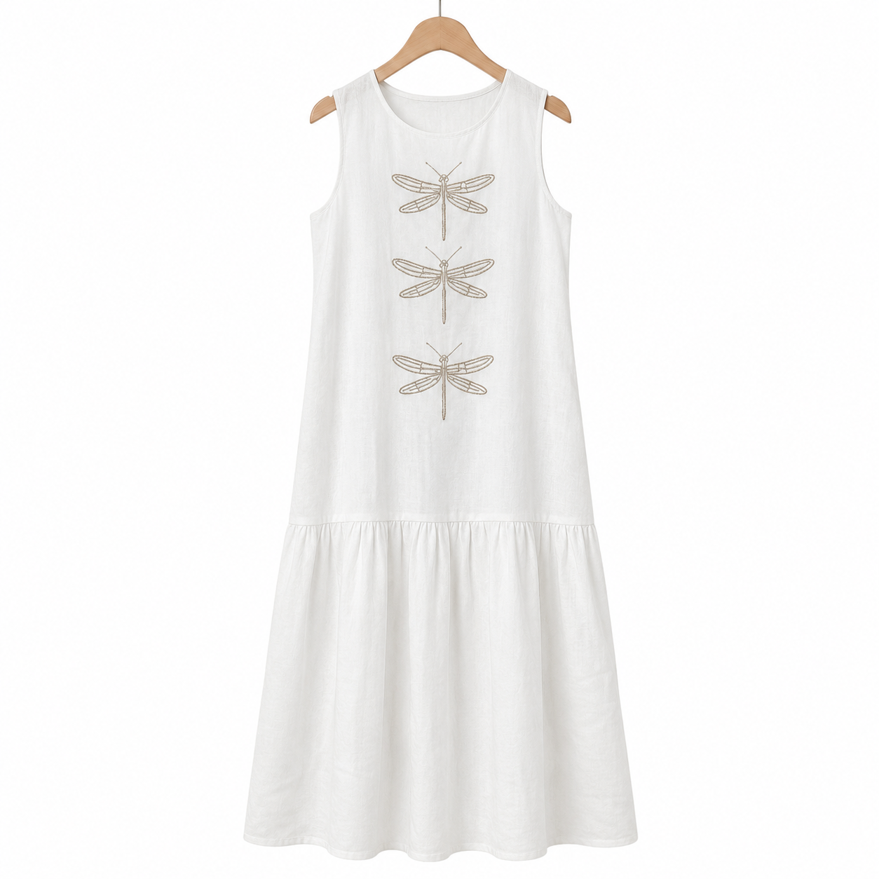 Robe longue sans manches Geneva de Danoir Paris en tissu rose, élégante et fluide, portée sur un mannequin.