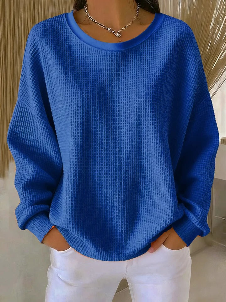 Pull classique rose Danoir Paris Lucille, en laine douce, porté sur un mannequin.