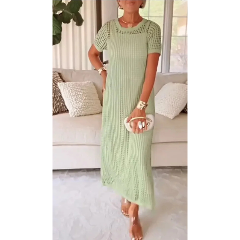 Robe longue maxi violet Bethany™ de Danoir Paris avec découpes et robe intérieure gratuite, vue de face sur fond blanc.