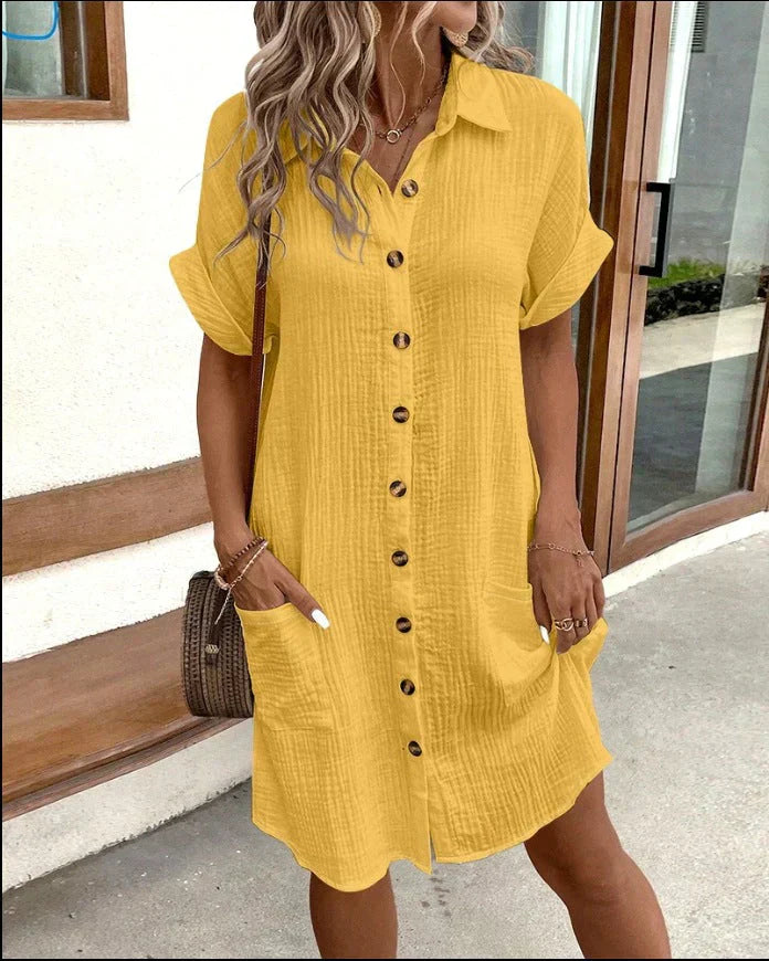 Robe oversize Andrea™ de Danoir Paris en tissu blanc, style polo, longue et confortable, vue de face.