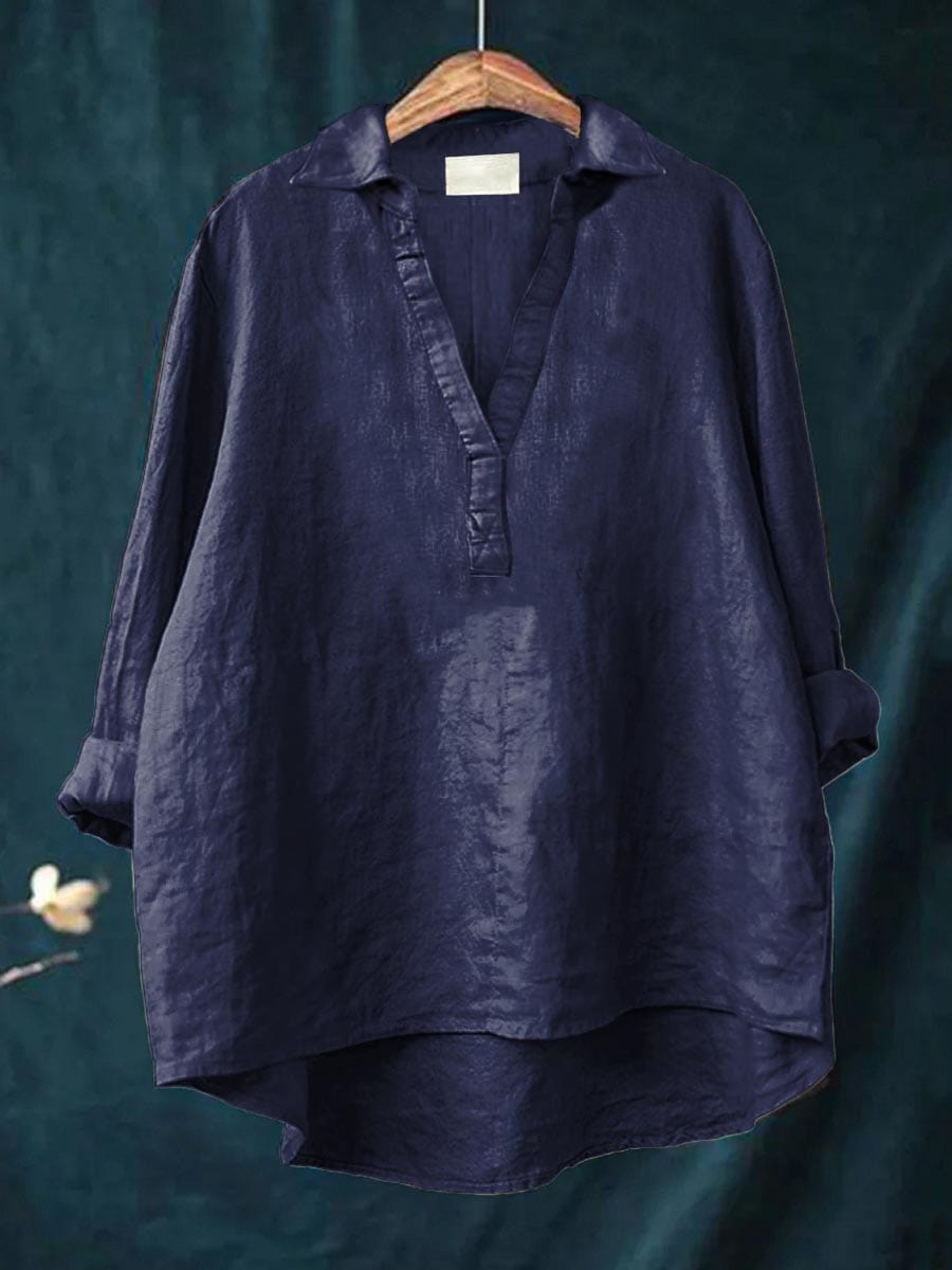 Blouse d'été élégante en lin rose poussiéreux de la marque Danoir Paris, avec détails sophistiqués et tissu léger.