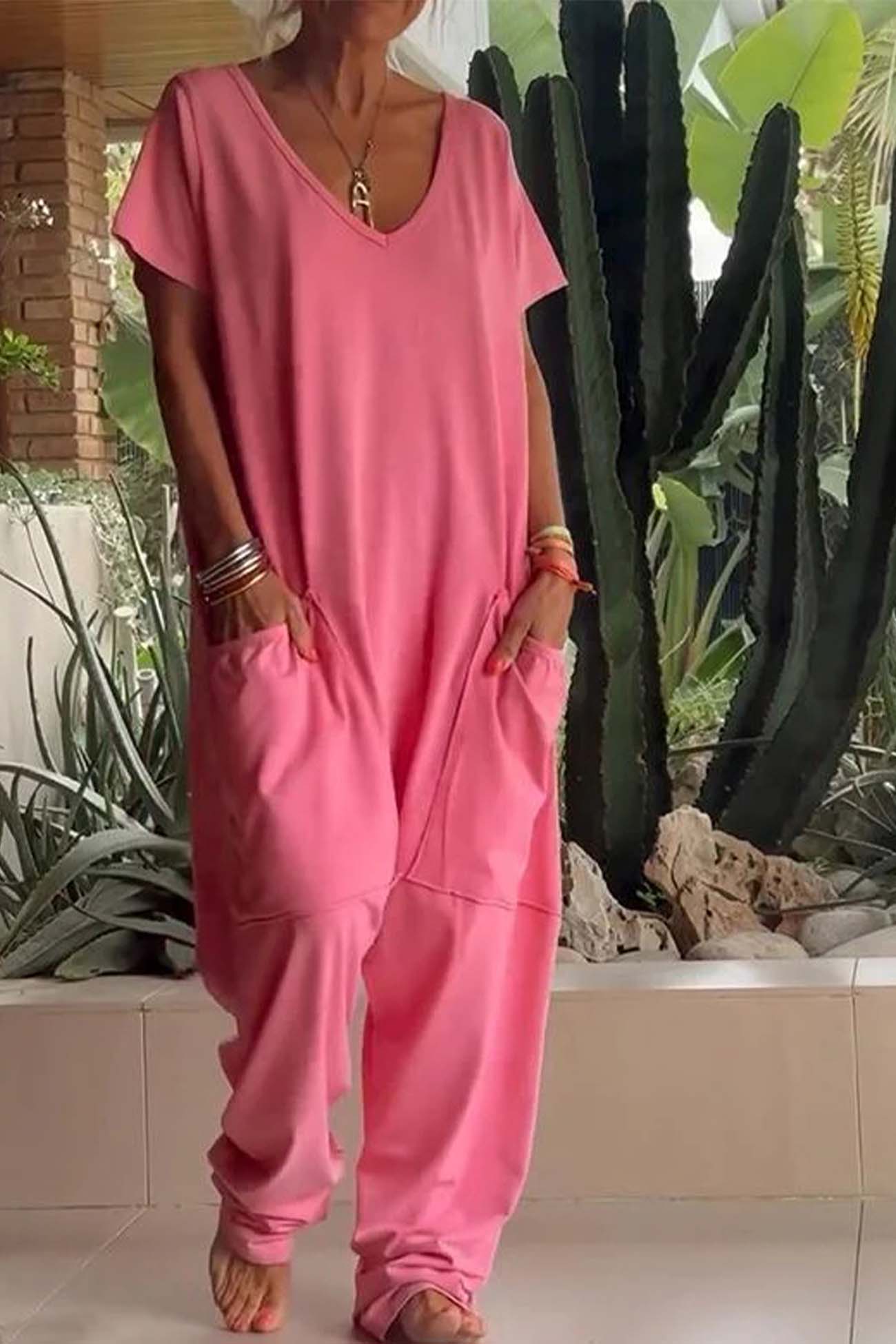 Combinaison décontractée Rose Corail de la marque Danoir Paris, vêtement confortable pour un style relax.