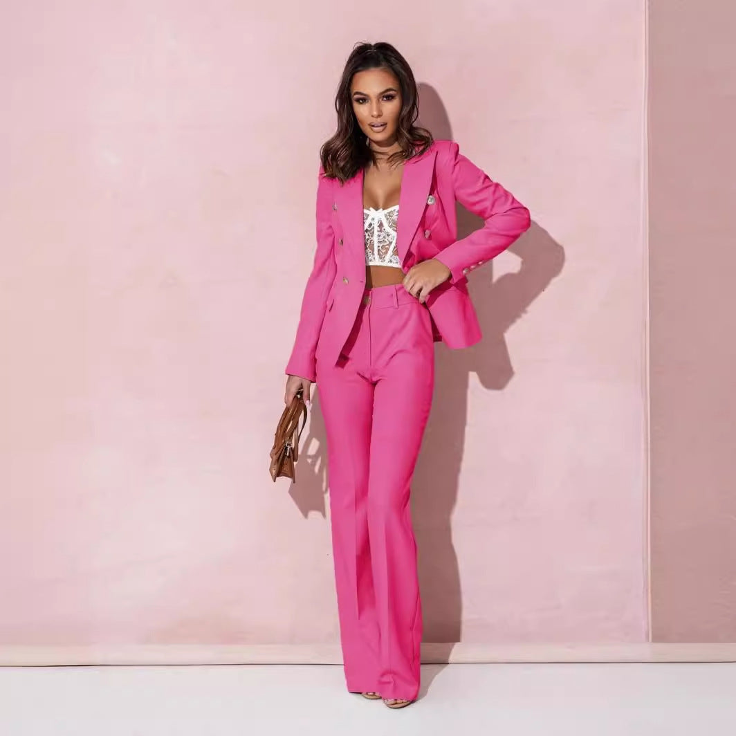 Veste croisée élégante Elvire de Danoir Paris, couleur rose pâle, avec détails sophistiqués et finition raffinée.