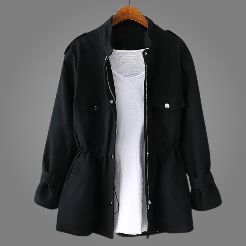Manteau élégant en laine Danoir Paris Elka avec coupe sophistiquée, couleur rose, porté sur un mannequin.