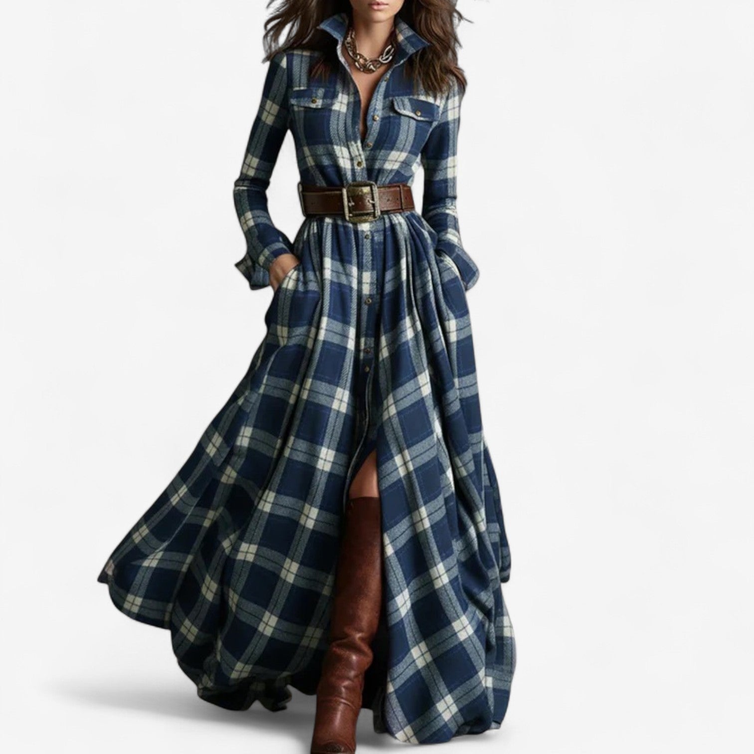 Pyjama maxi à carreaux rouges de Danoir Paris, confortable et intemporel, avec motif à carreaux et coupe ample.