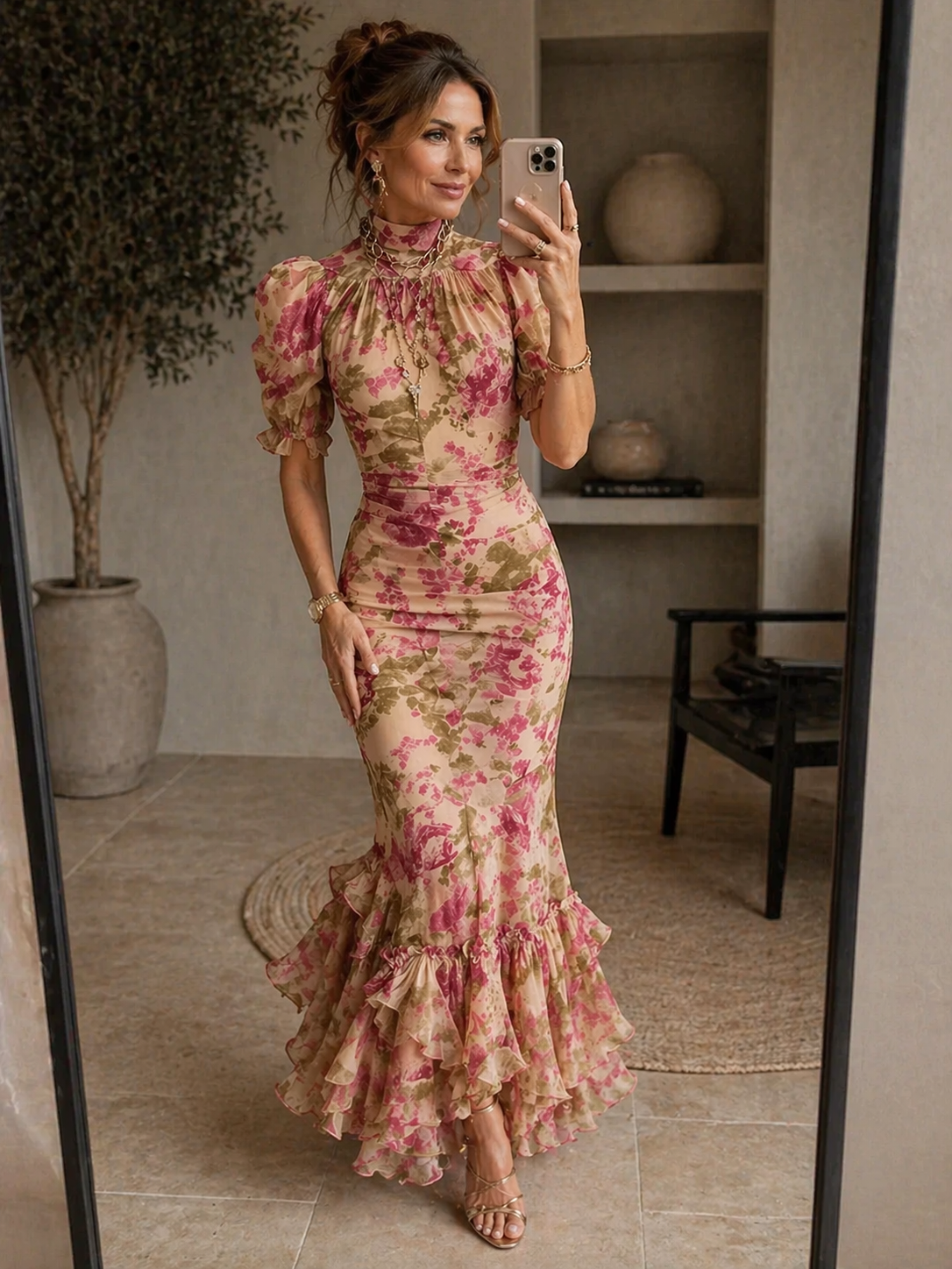 Robe longue maxi Danoir Paris en tissu rose, taille XS-S, élégante et fluide, parfaite pour une occasion spéciale.