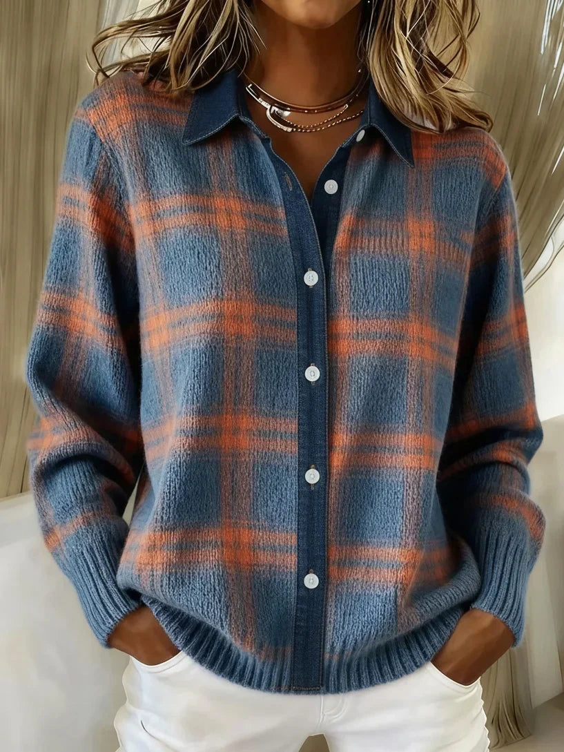 Cardigan long confortable de Danoir Paris, doux et élégant, porté en mode décontracté.