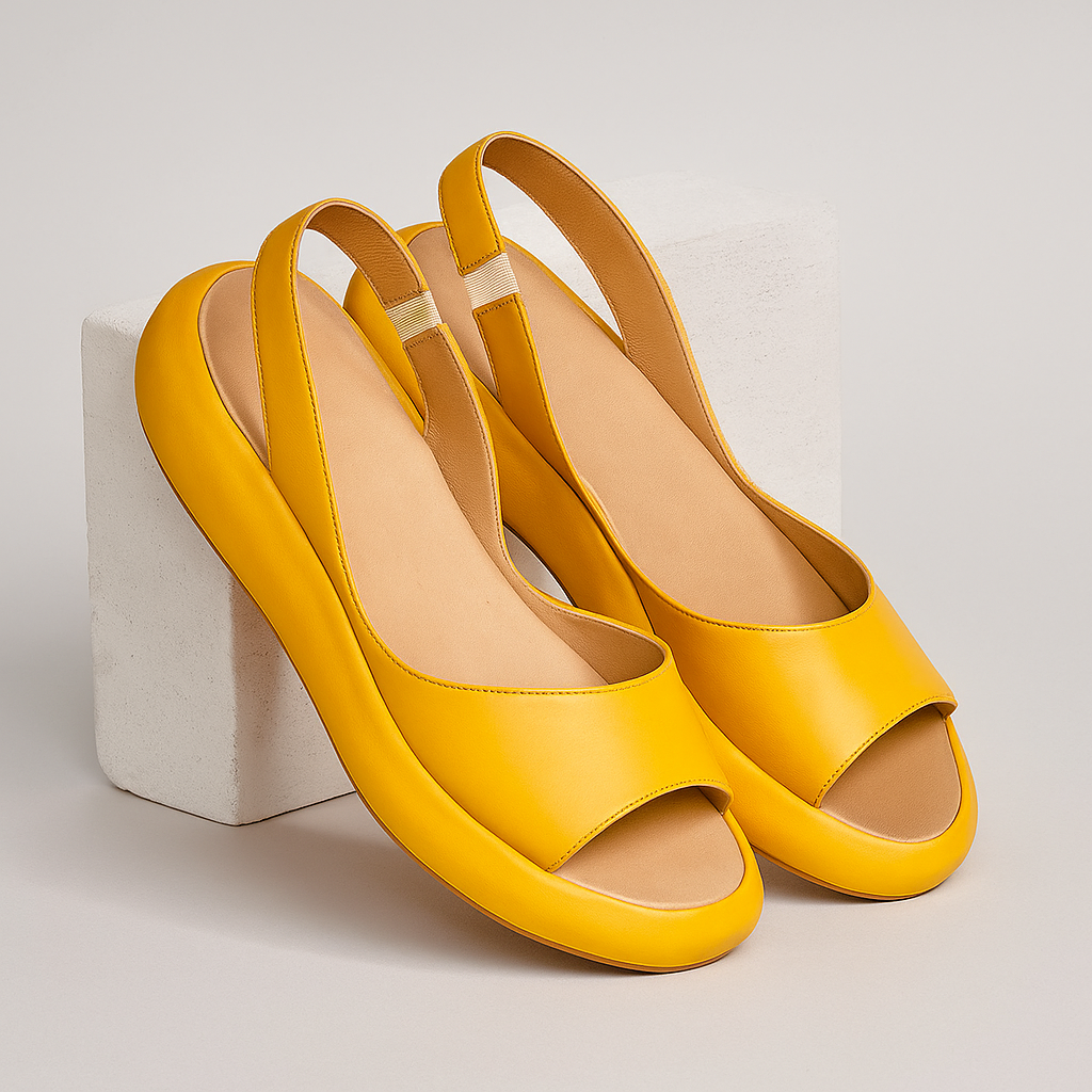 Sandales orthopédiques Avenelle™ Danoir Paris orange avec semelle rembourrée, confortables et padding pour le soutien des pieds.