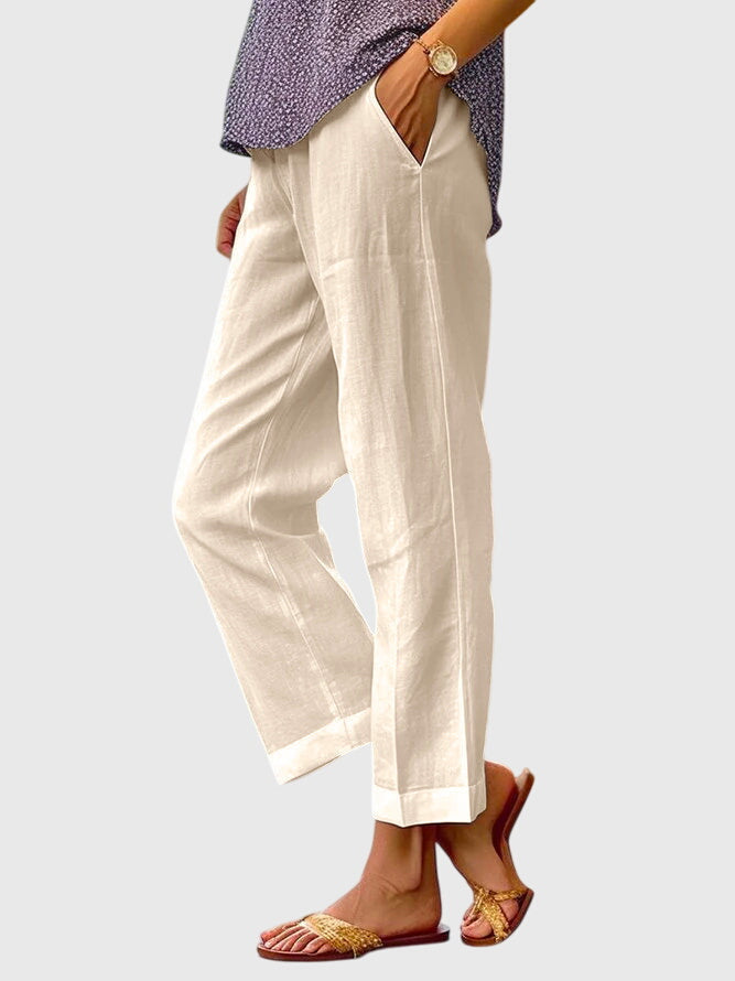 Pantalons d'été élégants pour femme Elaine™ de Danoir Paris, pantalon blanc léger et élégant pour femme.