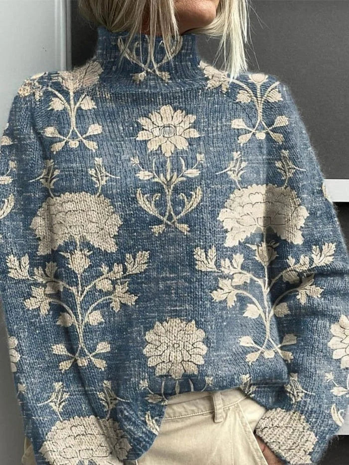 Pull confortable vert Danoir Paris Emyrae, sweater doux en maille avec col rond, parfait pour un look décontracté.