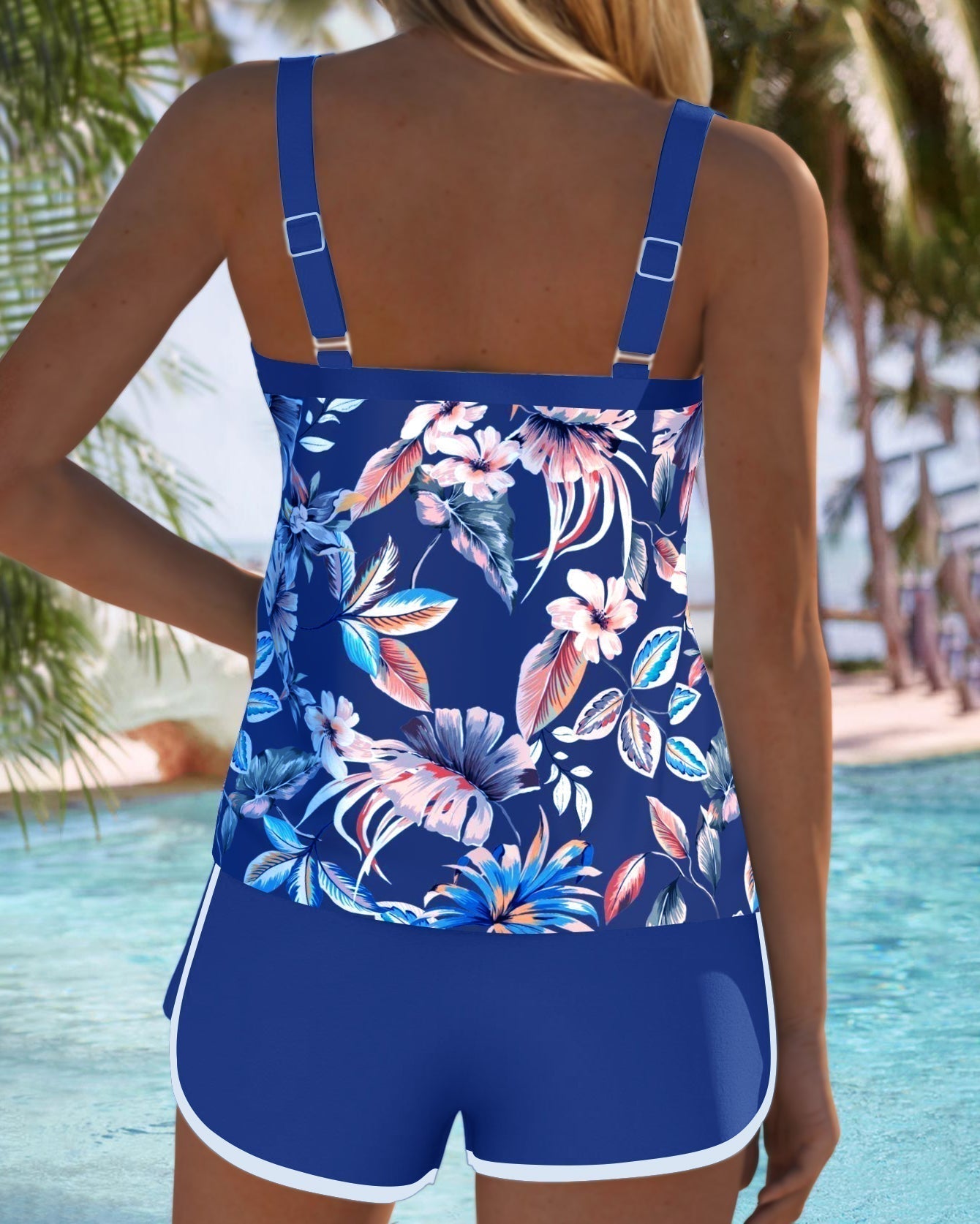 Maillot de bain tankini sans manches Imke de Danoir Paris avec col en U et motif imprimé, en gris, pour femme.