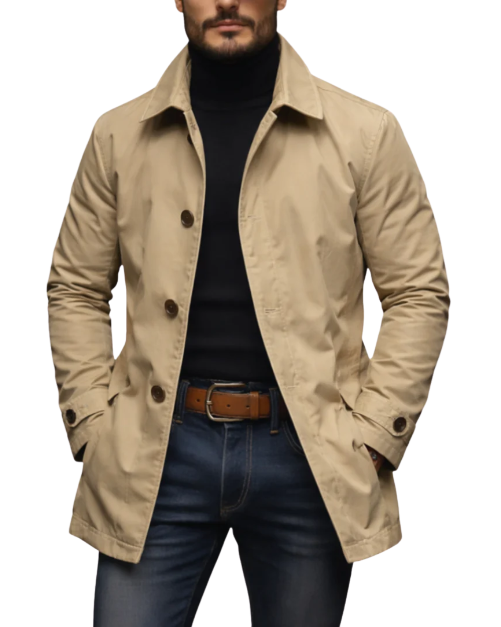 Manteau trench élégant gris Danoir Paris pour femme, coupe classique et détails sophistiqués visible sur l'image.
