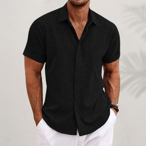 Chemise classique en lin Danoir Paris Varel, couleur verte, tissu léger, col traditionnel, manches longues, style élégant.