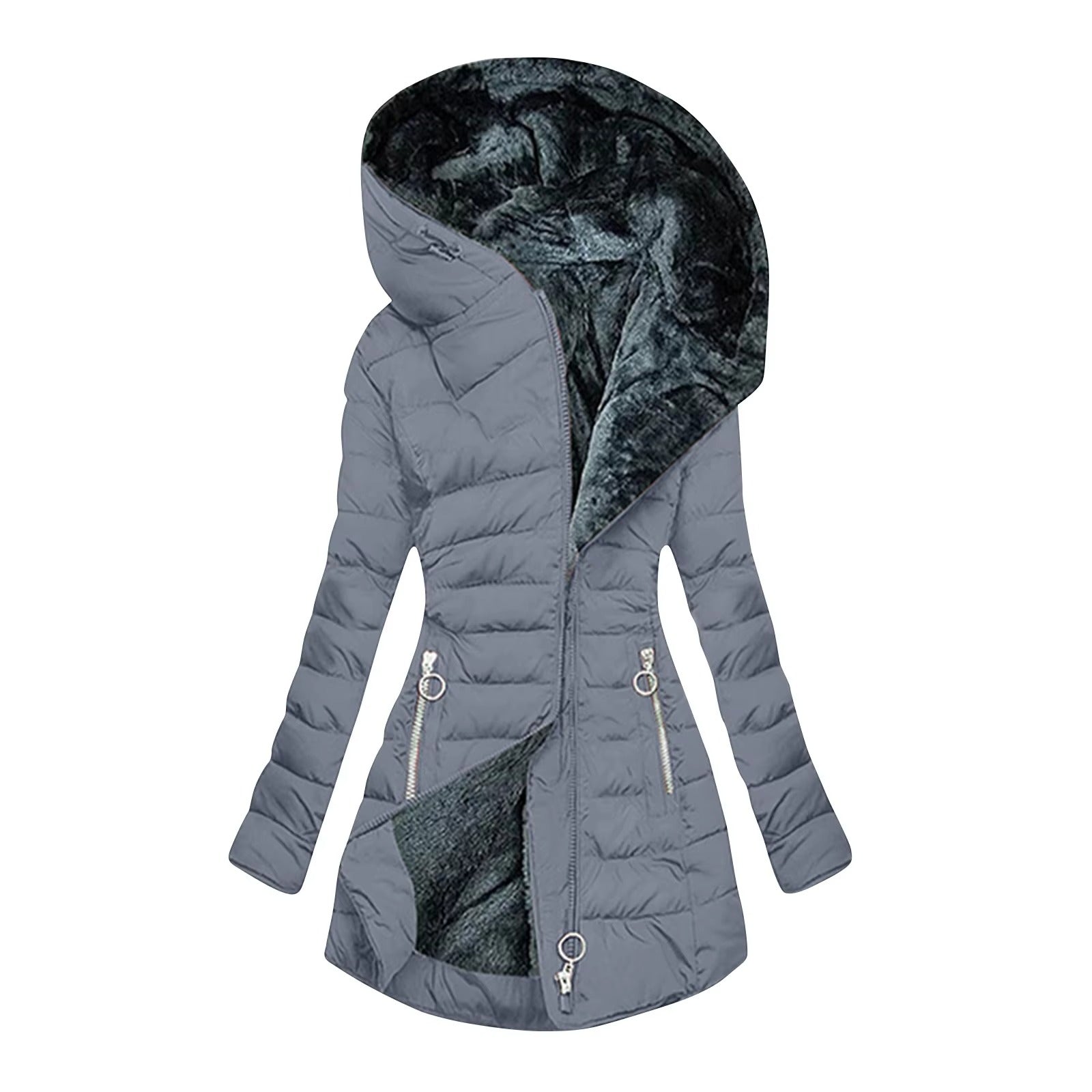 Manteau d’hiver chaud et luxueux Danoir Paris en vert clair, veste élégante pour femmes avec doublure douce.