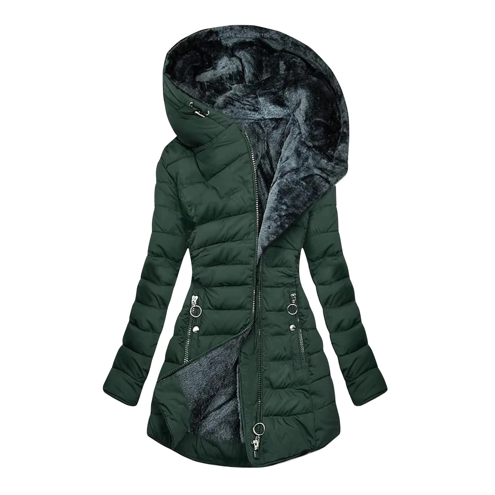 Manteau d’hiver chaud et luxueux Danoir Paris™ en vert clair, douceur et élégance pour la saison froide