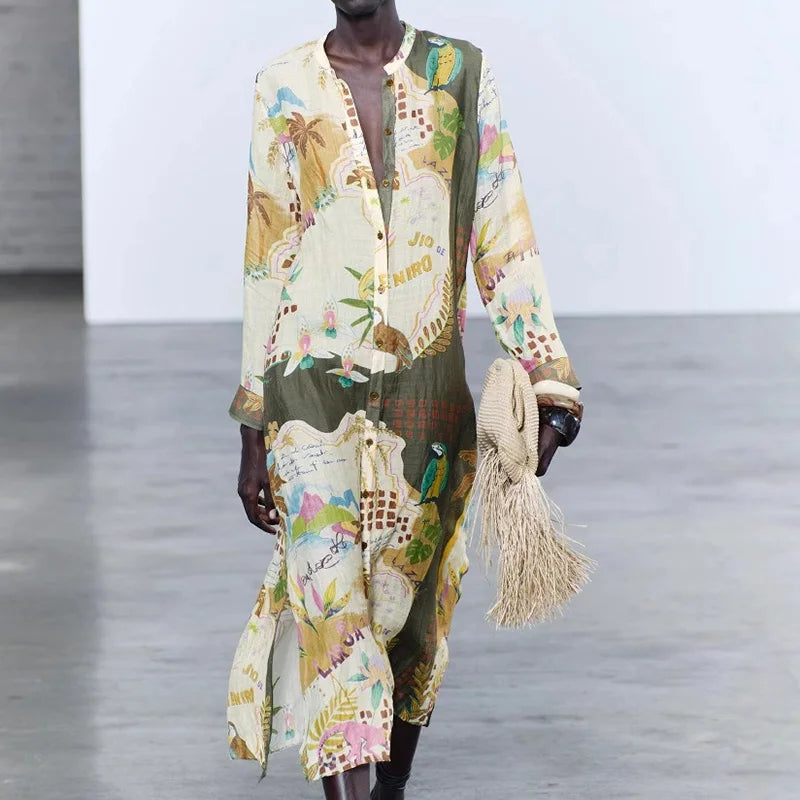 Ensemble en lin Jessica de Danoir Paris, costume vert avec veste et pantalon, porté sur mannequin, élégant et léger.