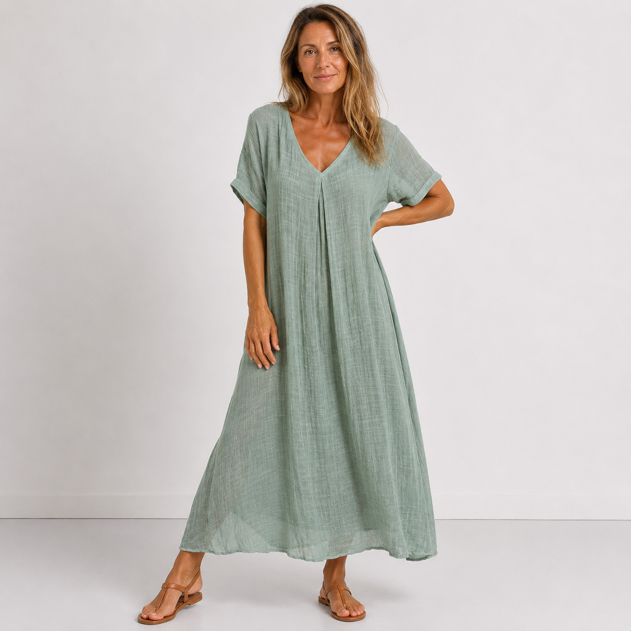 Robe longue fluide violette Danoir Paris, tissu léger et élégant, portée avec manches longues et coupe fluide pour un style sophistiqué.