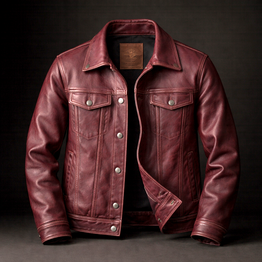 Veste rider pour homme Danoir Paris en vert, coupe ajustée, avec fermeture éclair et détails en cuir synthétique.
