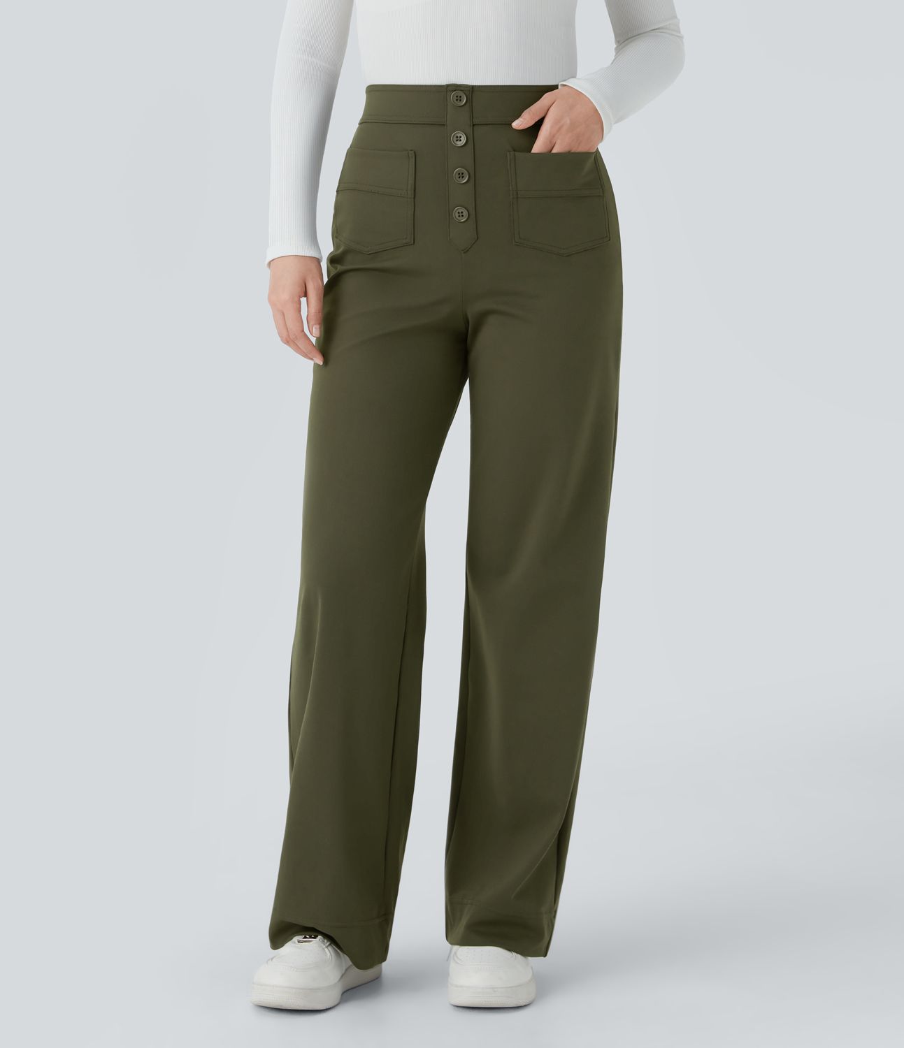 Pantalons élastiques confortables Danoir Paris Jade vert, taille XS, en tissu doux, pour un look décontracté et élégant.