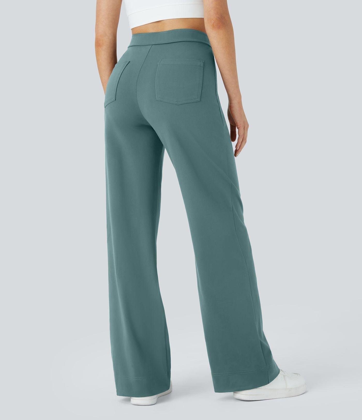 Pantalons élastiques confortables Jade de Danoir Paris en vert, taille XS, tissu doux et flexible pour un style décontracté