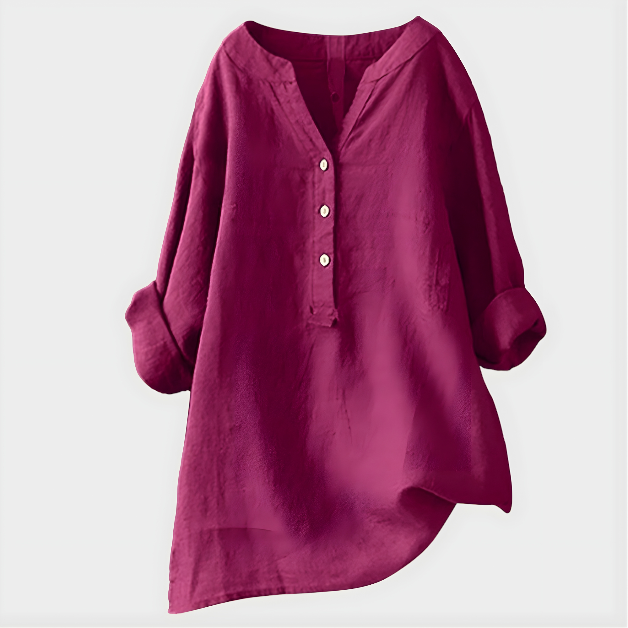 Blouse élégante Diane à col en V rose pastèque de Danoir Paris, légère et sophistiquée, vue de face.