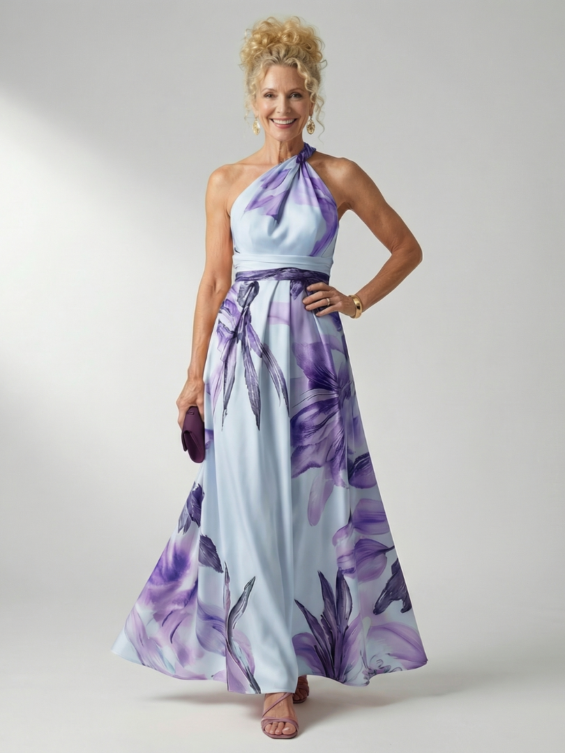 Robe longue florale claire Amiel de Danoir Paris, vêtement léger avec motifs floraux, portée élégante et féminine.