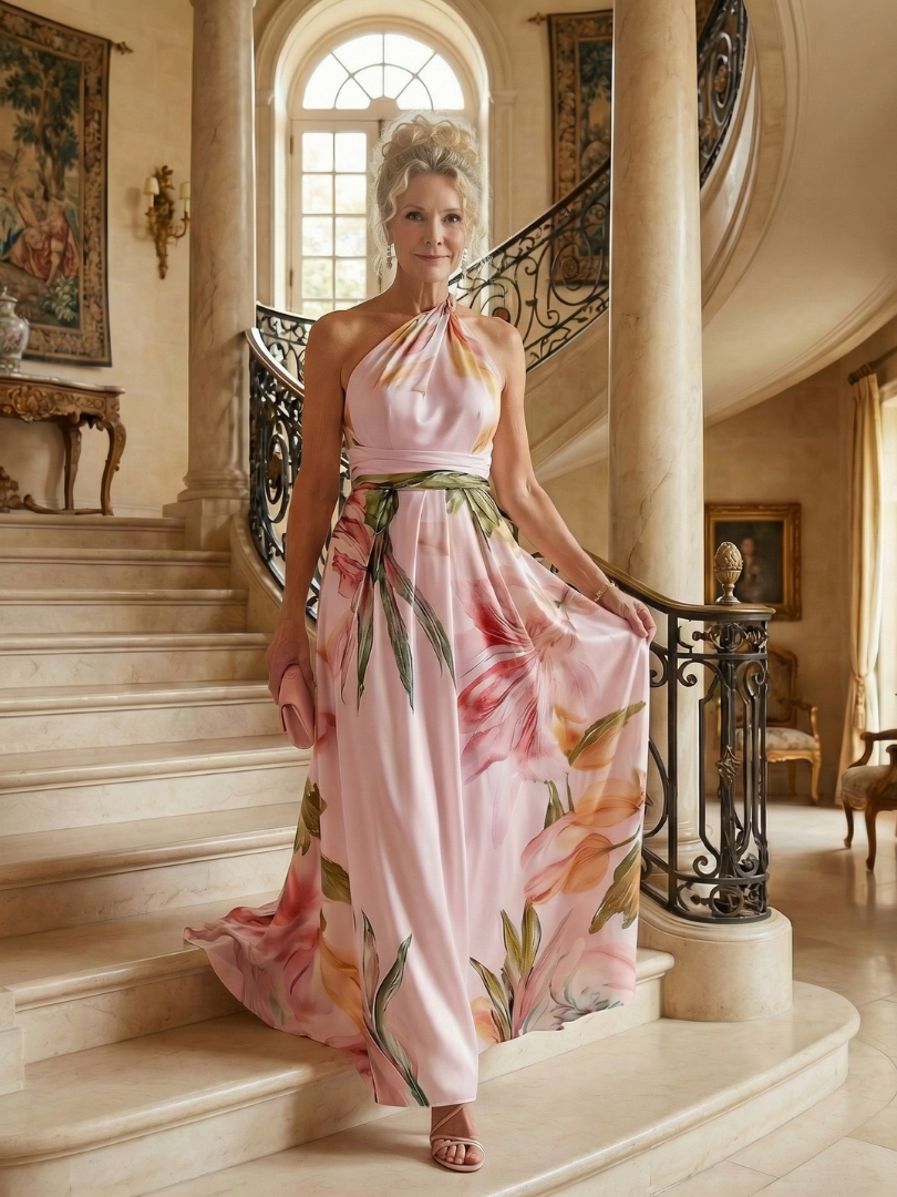 Robe longue légère à fleurs blanches Amiel de Danoir Paris, coupe fluide et élégante pour femme.