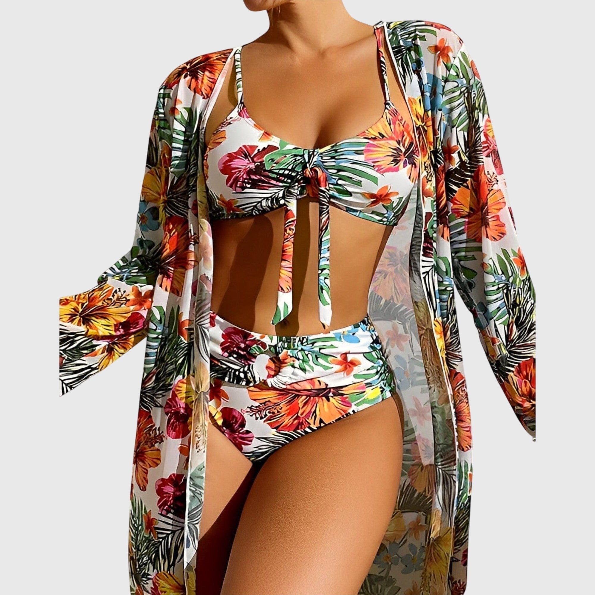 Ensemble bikini Luna blanc de Danoir Paris, haut et bas en tissu léger, parfait pour la plage et l'été.