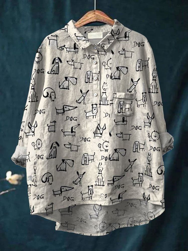 T-shirt blanc Danoir Paris Zoe pour chien Doodle, motif animal, en coton, porté sur un chien.