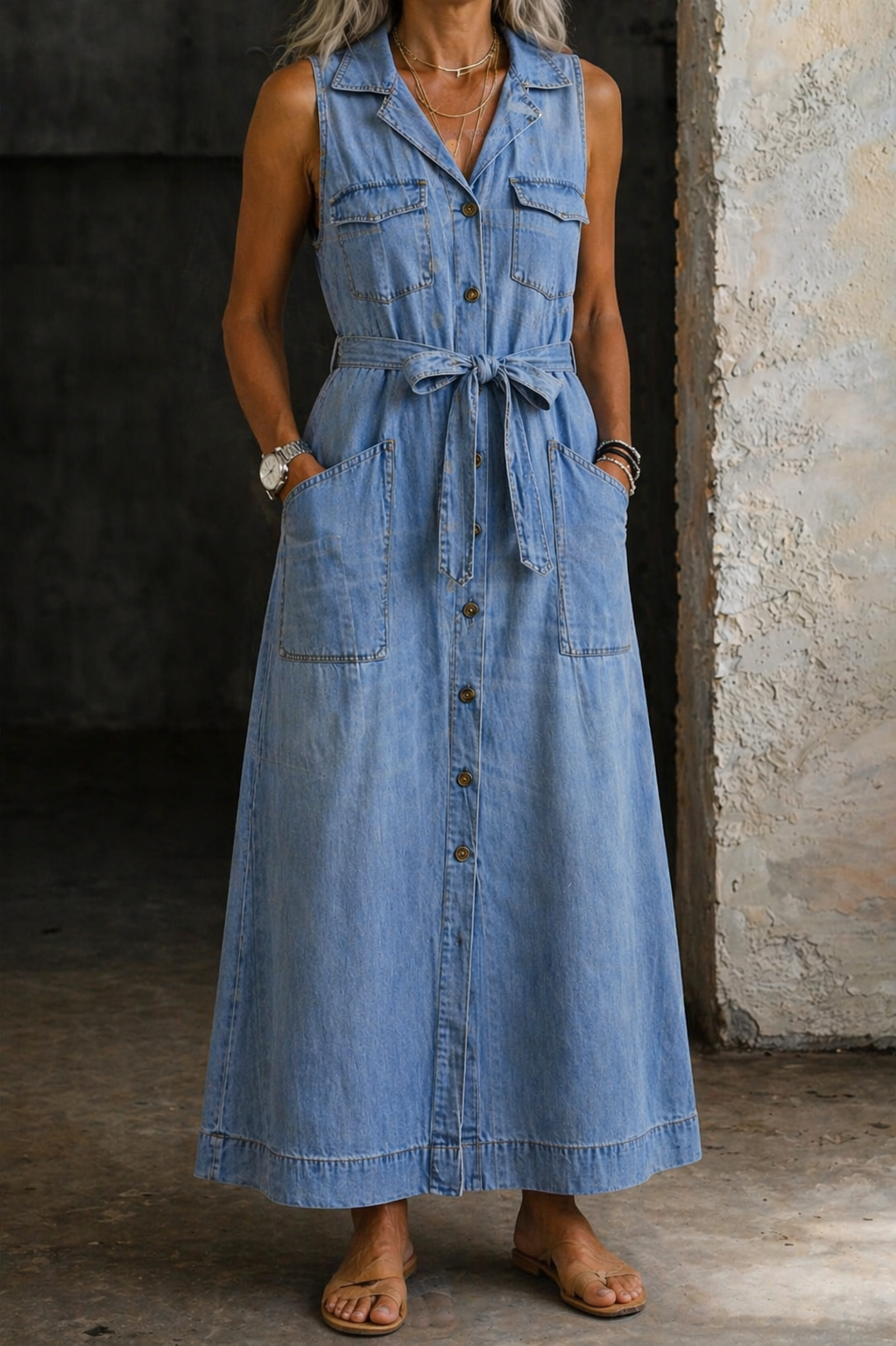 Robe en jean pour femmes Susan de Danoir Paris, vêtement bleu moyen avec coupe élégante et détails modernes.