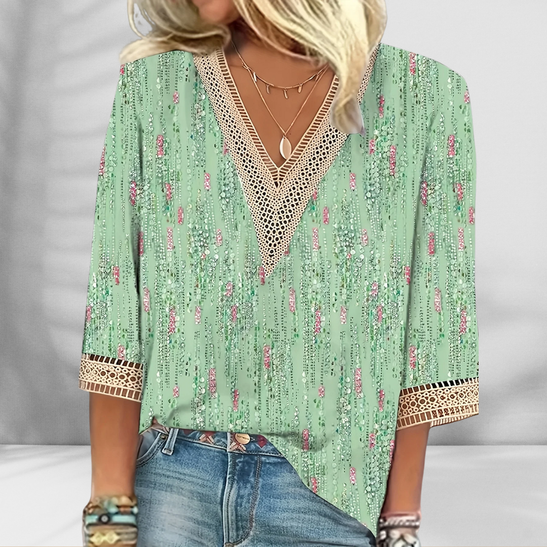 Blouse bohème élégante Danoir Paris pour femme, coupe fluide et coloris rose, parfaite pour un look chic et décontracté.