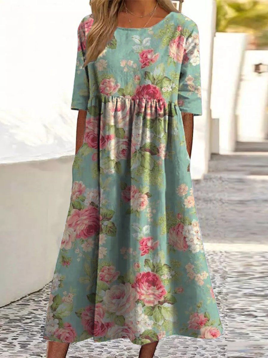 Robe midi décontractée pour femmes Danoir Paris, en bleu marine, taille XS, style élégant et confortable.