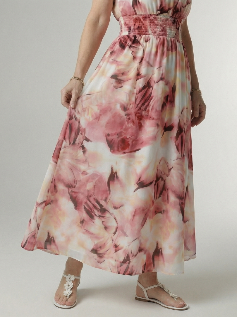 Robe midi jaune Danoir Paris Sylin à encolure halter et détail froncé, portée décontractée pour femme élégante