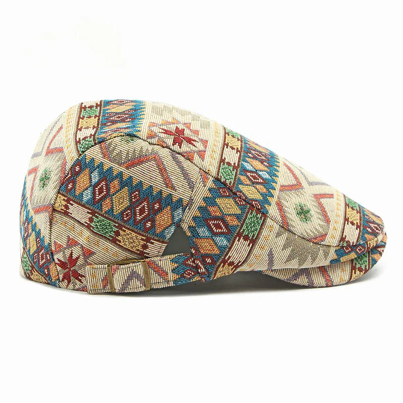 Chapeau vintage coloré Bloom™ pour hommes de Danoir Paris, en tissu noir avec design coloré.