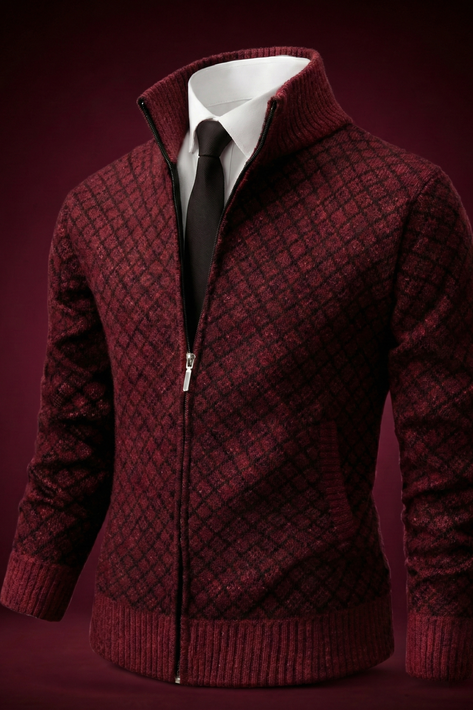 Cardigan casual luxe Danoir Paris Oliver en noir, en laine douce, porté par un mannequin, détail du col et des manches.