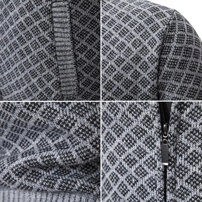 Cardigan décontracté de luxe Oliver de Danoir Paris, noir, en coton, porté ouvert avec manches longues.