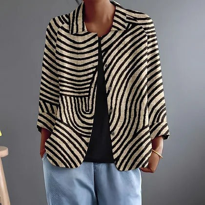 Veste blazer ouverte à rayures Roxy Danoir Paris, coupe classique, manches longues et design élégant pour femme.