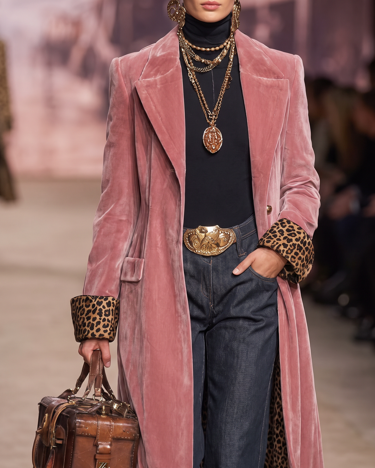Manteau long élégant Danoir Paris Madison sur mesure, en tissu chic avec coupe sophistiquée, porté par un modèle.