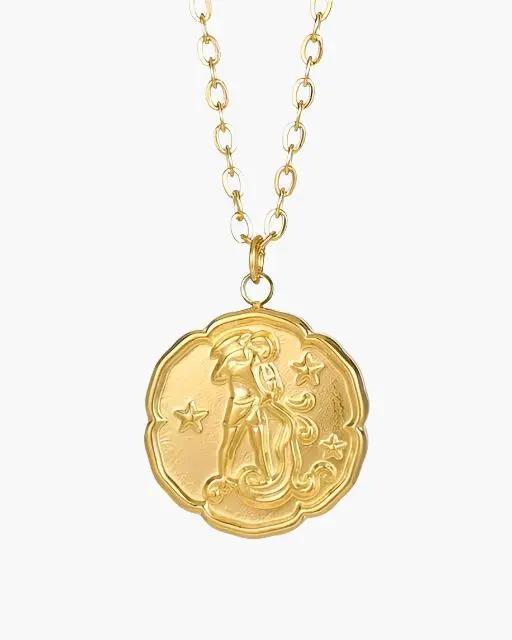 Collier zodiacale Lion en or de la marque Old Money, symbole du signe astrologique Aries, avec pendentif élégant.