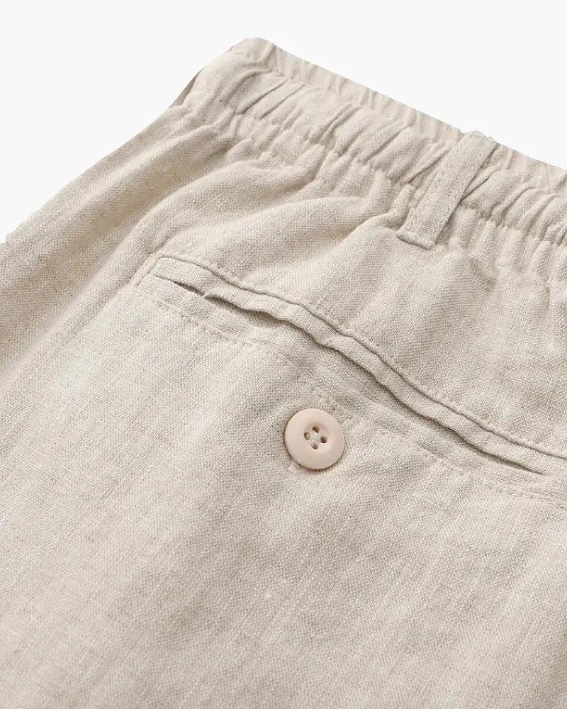 Shorts en lin beige Casablanca de la marque Old Money, élégants et confortables, pour un style décontracté et chic.