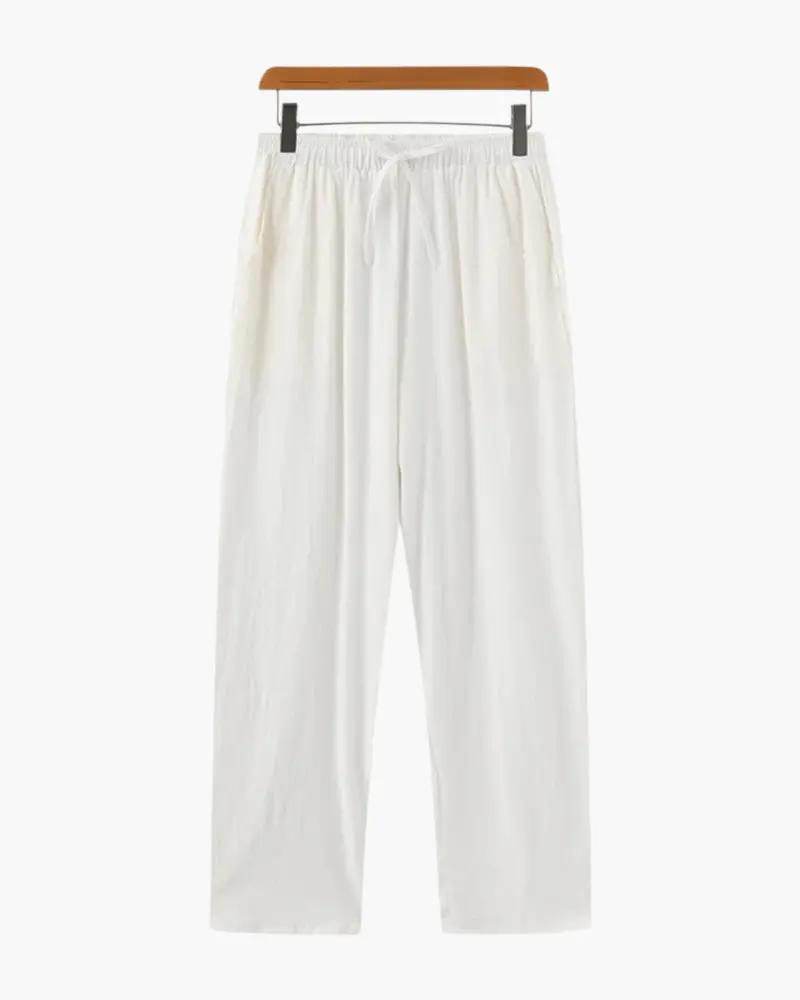 Pantalon en lin beige Zanzibar de la marque Old Money, vue de face sur fond neutre.