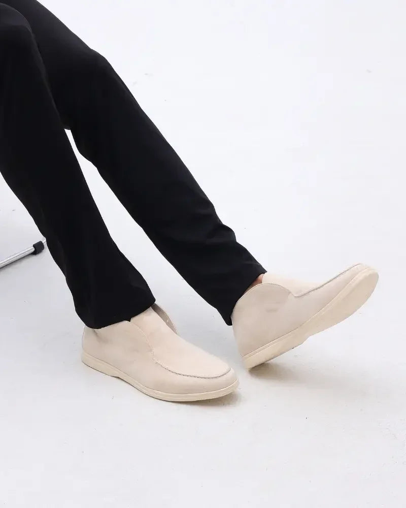 Mocassins en daim noir Old Money High Loafers pour hommes, pointure EU 39, intérieur en cuir, semelle en caoutchouc.