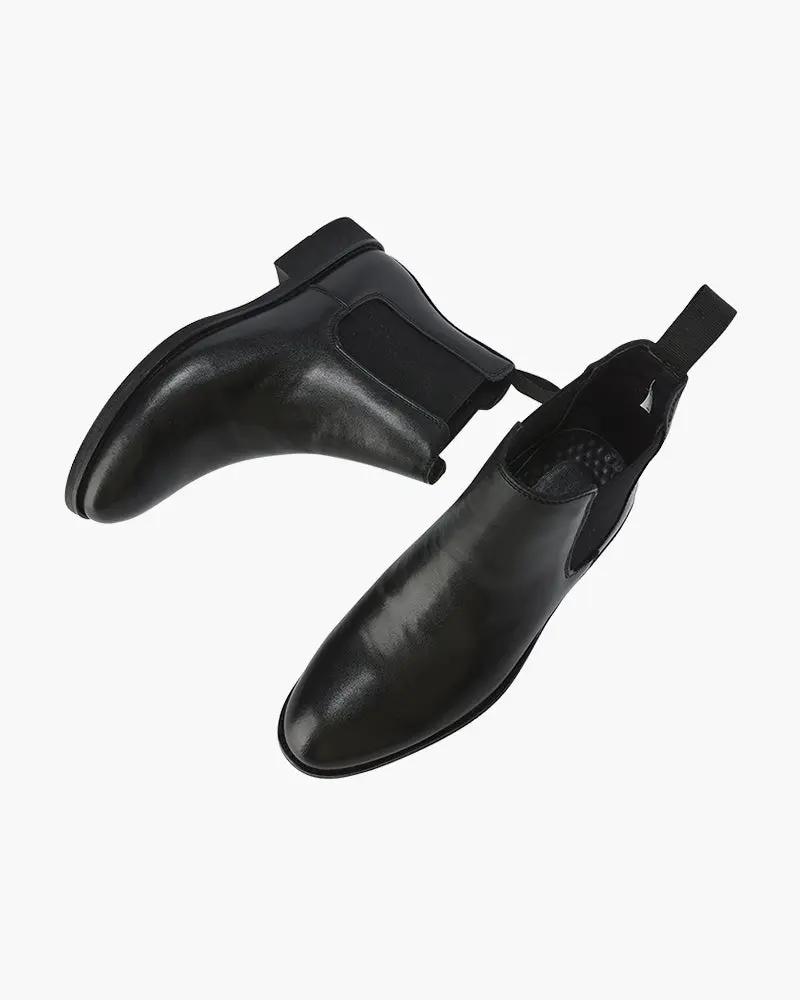 Bottes Chelsea Old Money en cuir noir, taille EU 38 / US 5, avec semelle élégante et design classique.