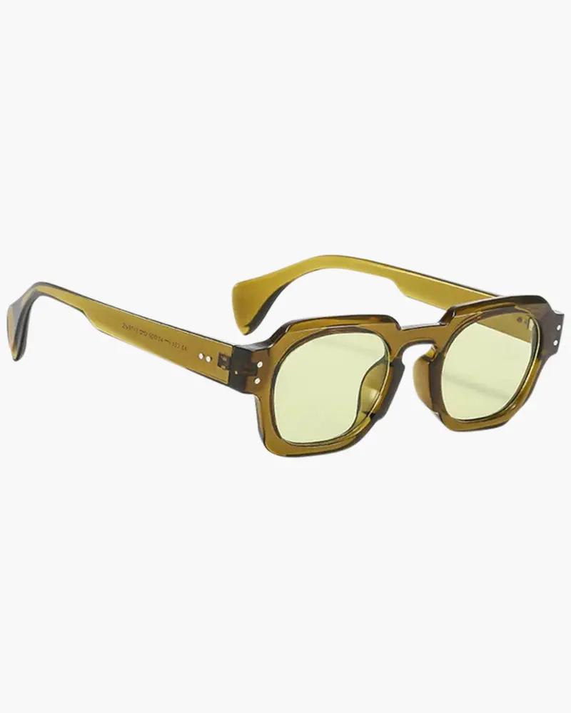 Lunettes de soleil Old Money Monaco bleues avec monture épaisse et verres teintés, style moderne et élégant.
