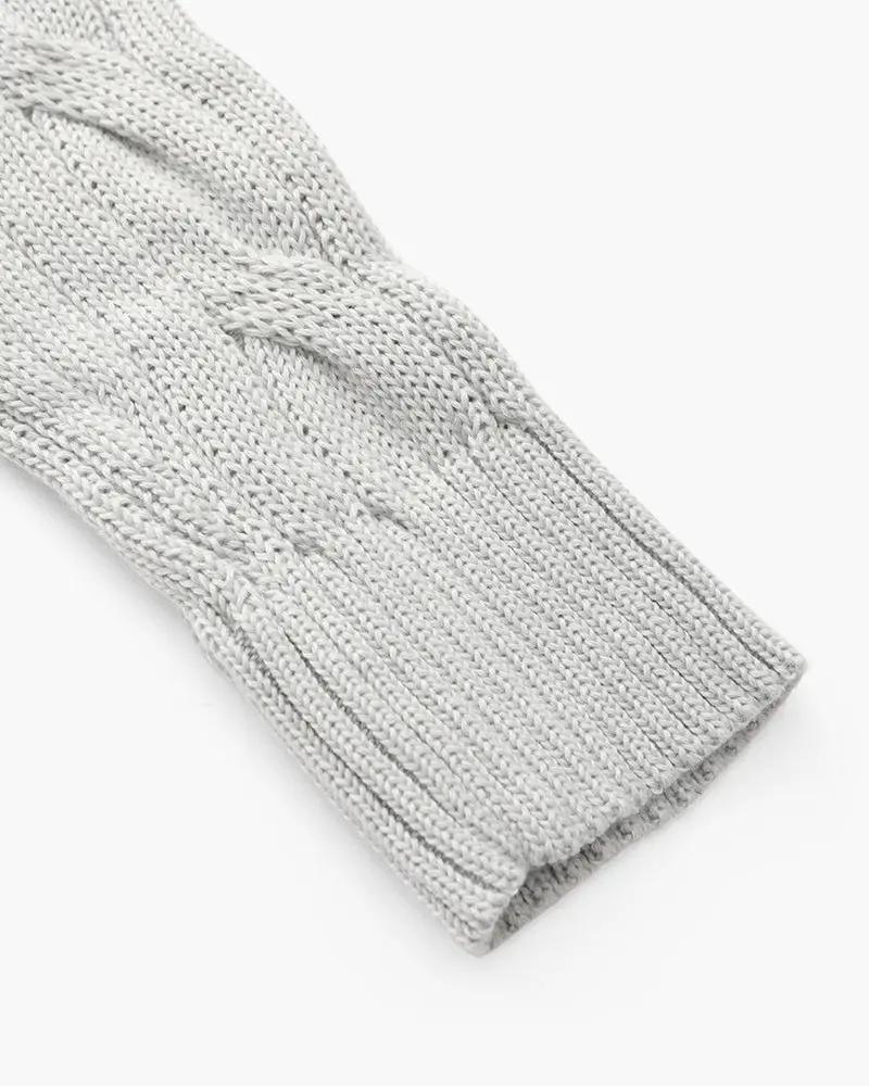 Pull à demi-zip Old Money Verbier gris en maille douce, vue de face.