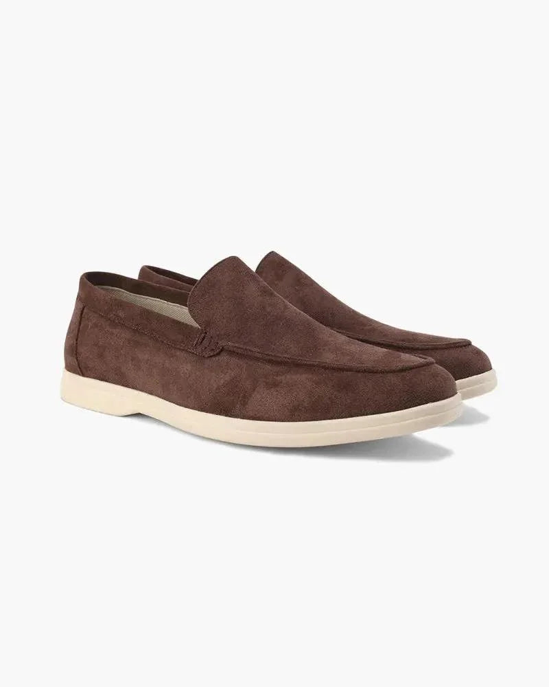 Mocassins en daim Old Money de couleur moka, taille 39 EU, pour homme, avec semelle en caoutchouc et style élégant.