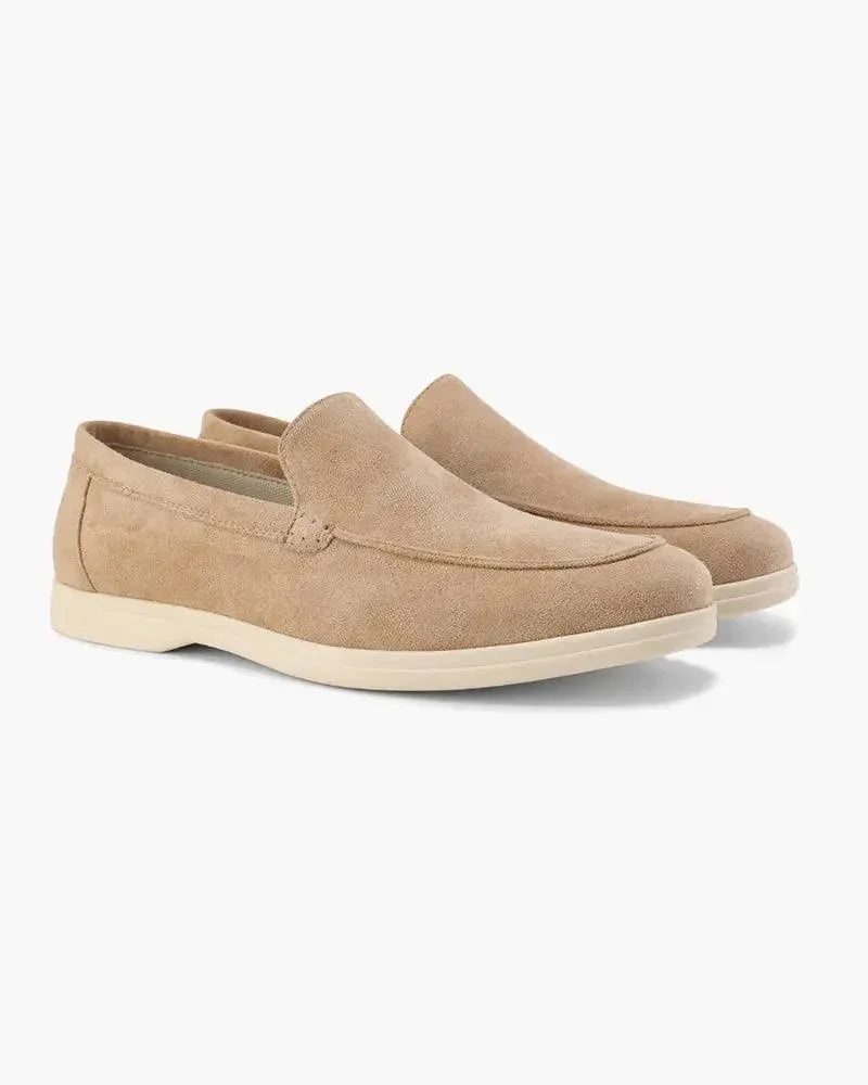 Mocassins en daim Old Money de couleur marron clair, style élégant et confortable, pour homme, pointure EU 39.